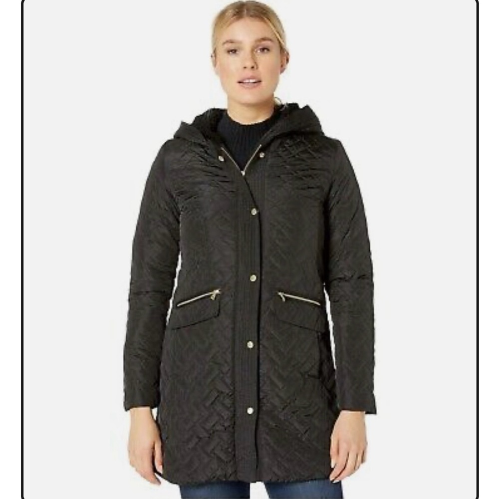 Cole Haan Quilted Faux Sherpa Lined Hooded Jacket Women's Size XSmall